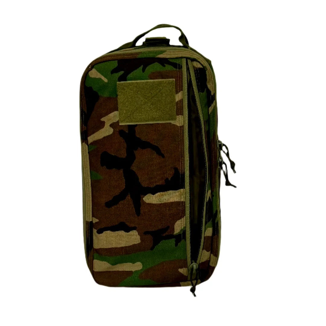 The 12 hr woodland olive drab 12 Hour Backpack from Recycled Firefighter. Efficient organization in compact form for daily use.
