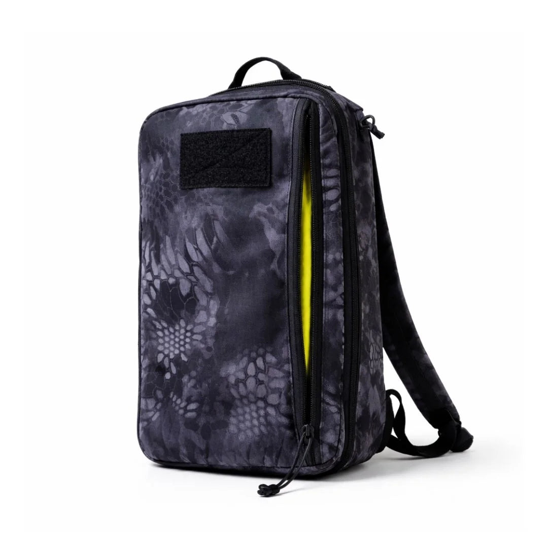 The Recycled Firefighter 24-Hour Backpack XPAC Edition is a rugged, water-resistant everyday carry pack featuring a high-visibility interior and a dedicated laptop sleeve for professional and tactical use.