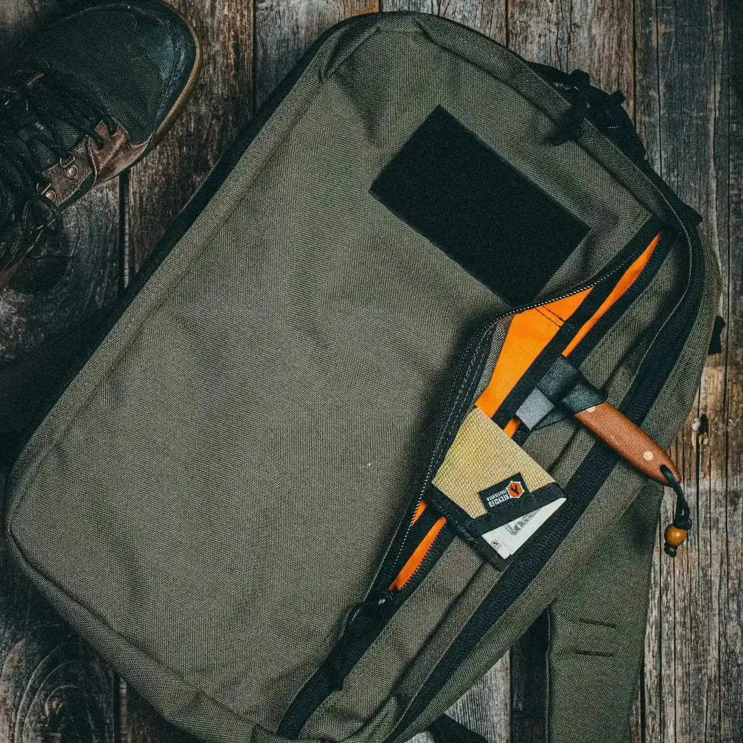 Professional 24 Hour pack in ranger green by Recycled Firefighter. MOLLE-compatible design adapts to changing mission needs.