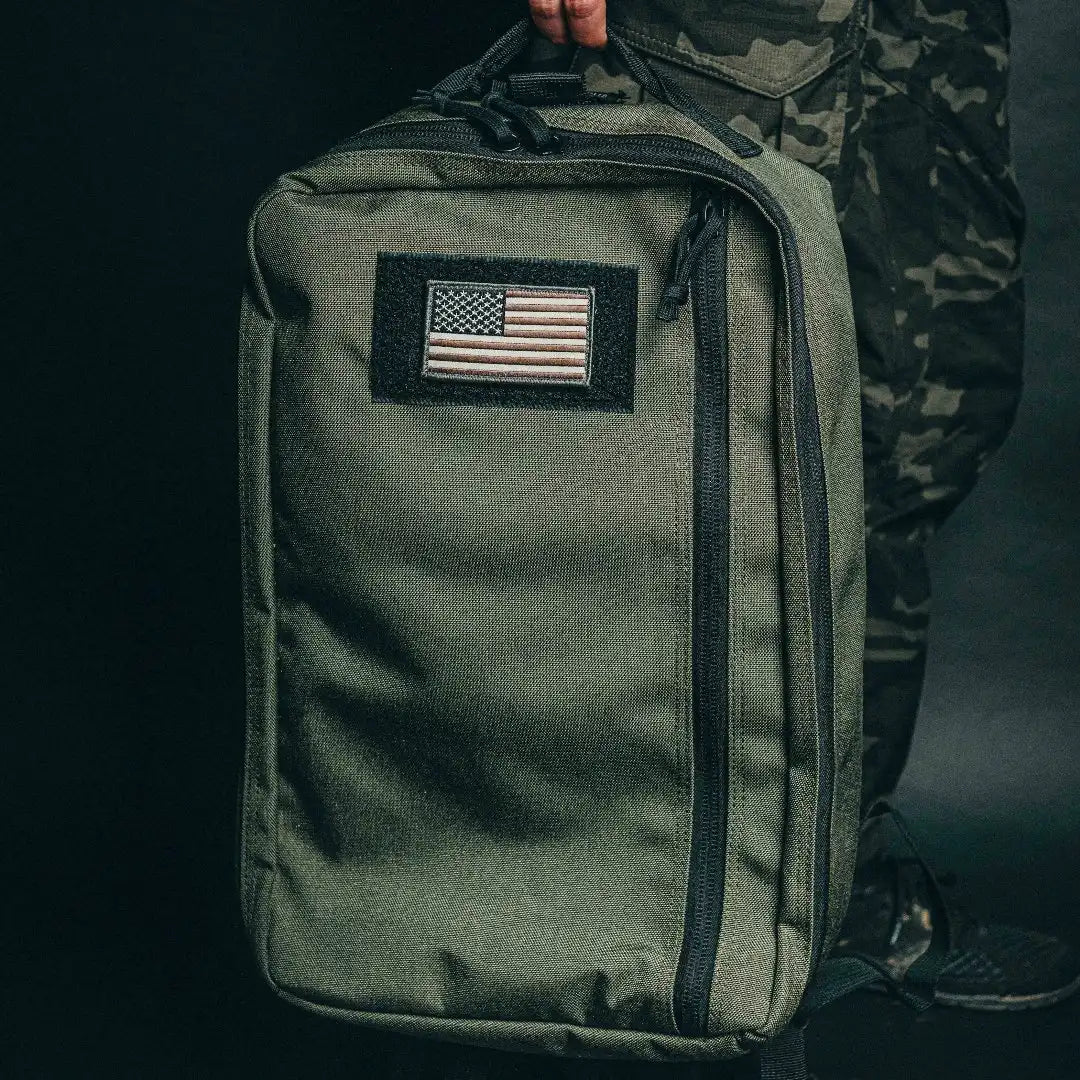 Professional 24 Hour pack in ranger green by Recycled Firefighter. MOLLE-compatible design adapts to changing mission needs.