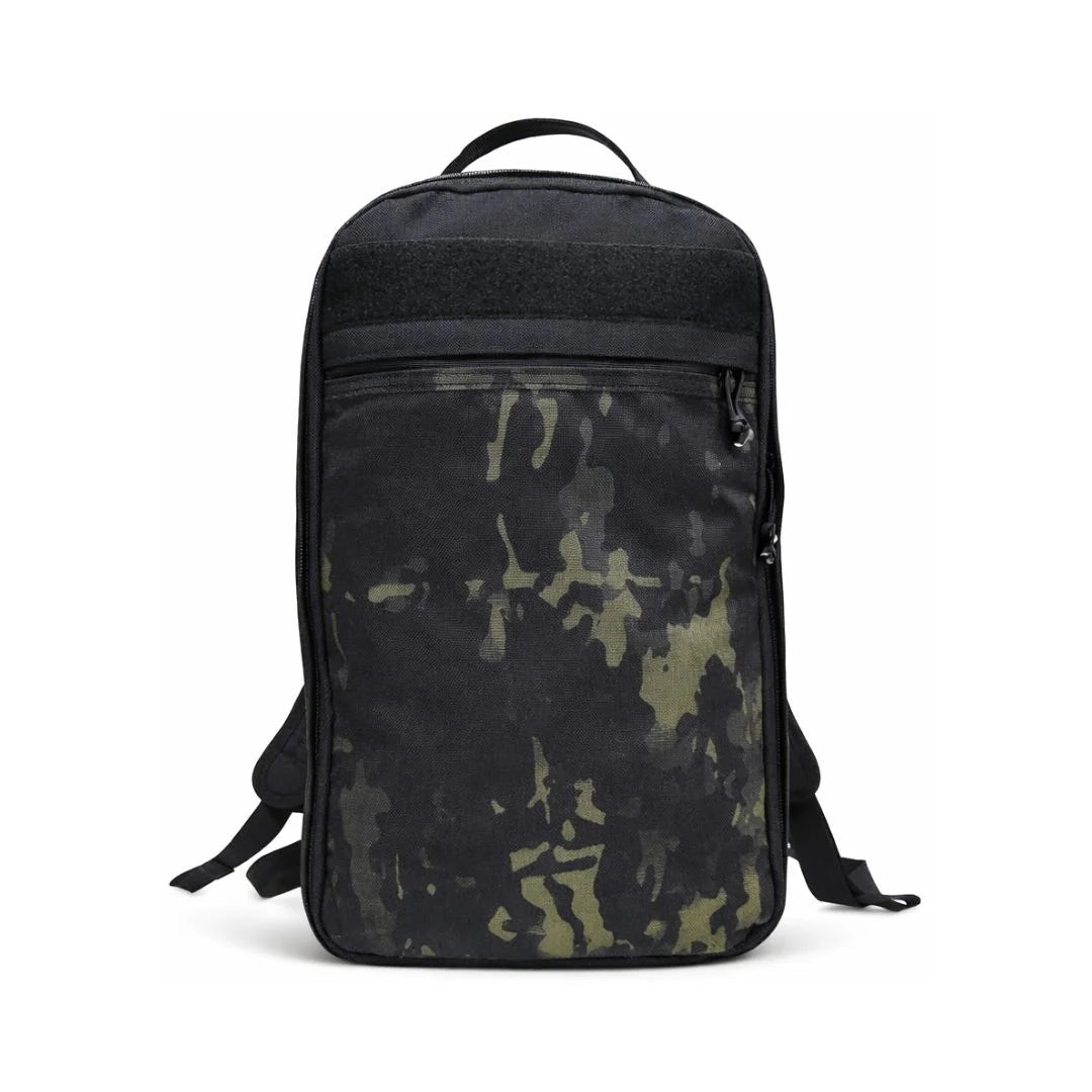 The Chief tactical backpack from Recycled Firefighter in stealthy MultiCam Black 1000D Cordura nylon.