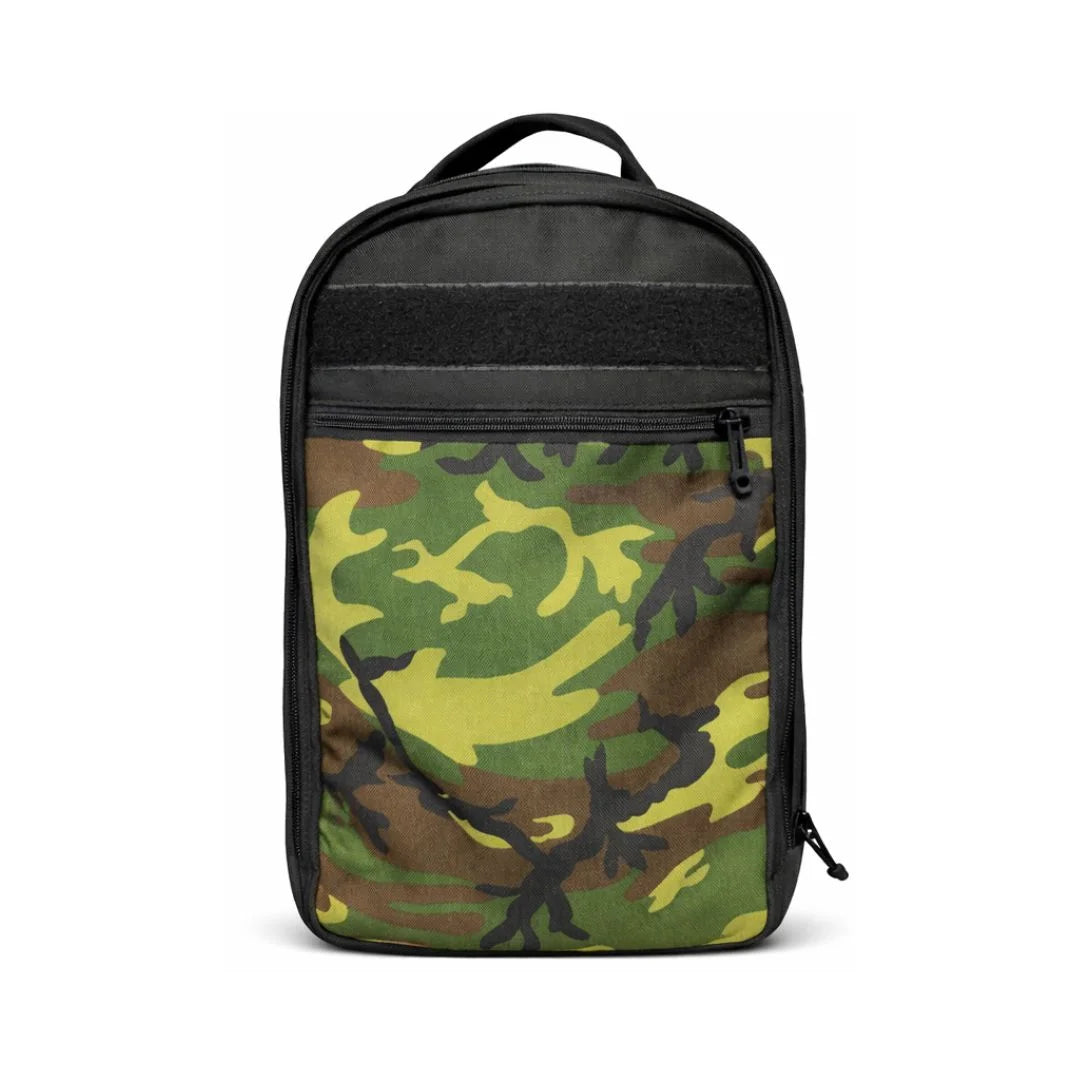 Recycled Firefighter The Chief tactical backpack in a classic military-style Woodland Camo Cordura.