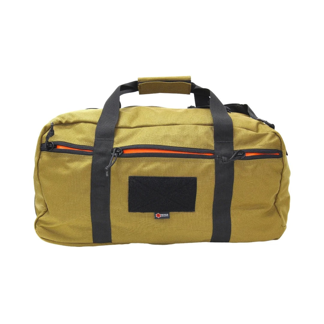 The 72-Hour 1000D Cordura Duffle Bag in coyote & black by Recycled Firefighter. Tactical design meets professional durability standards.