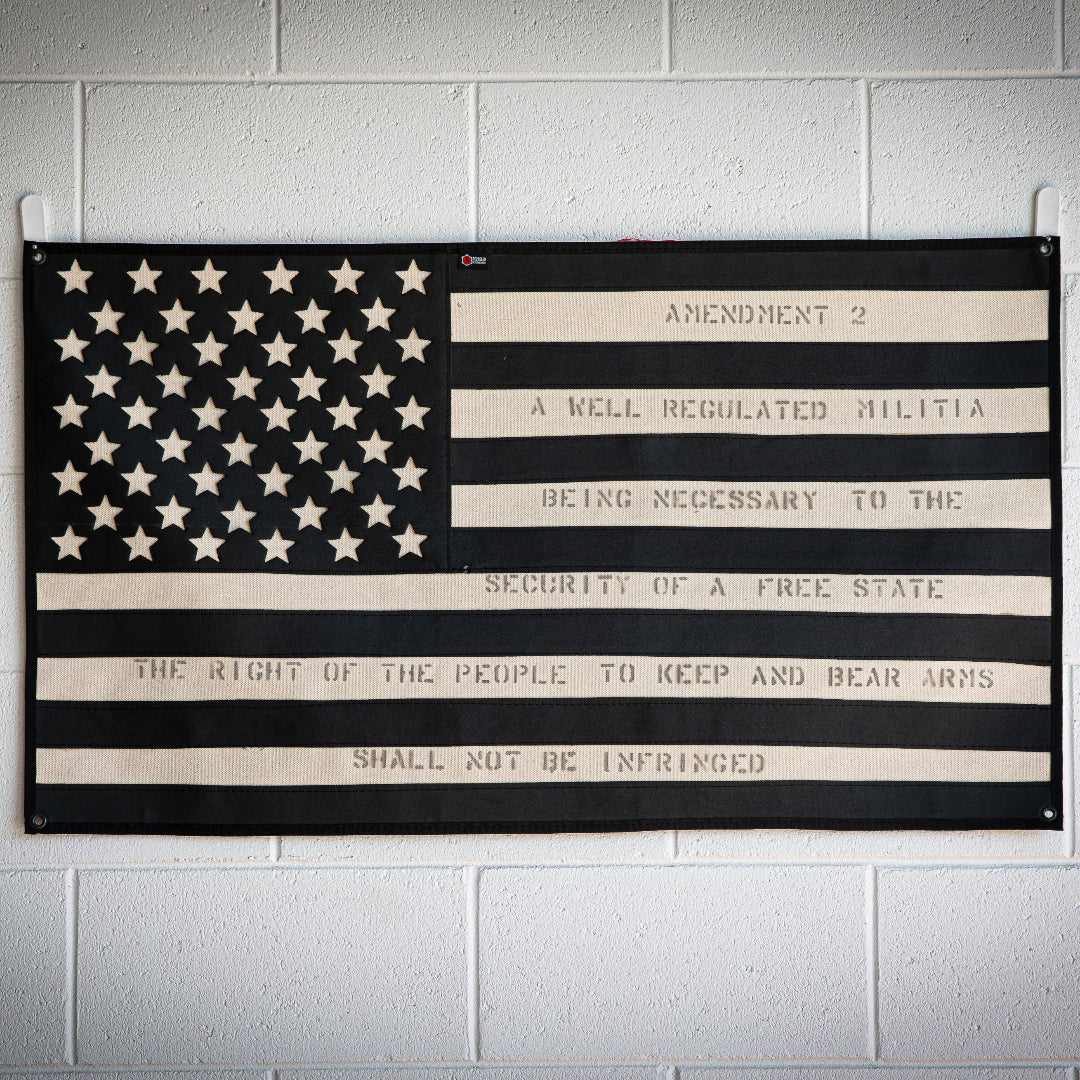 front-view-of-American-Flag-Combat-Boot-Leather-Second-Amendment-hang-on-the-wall-recycledfirefighter