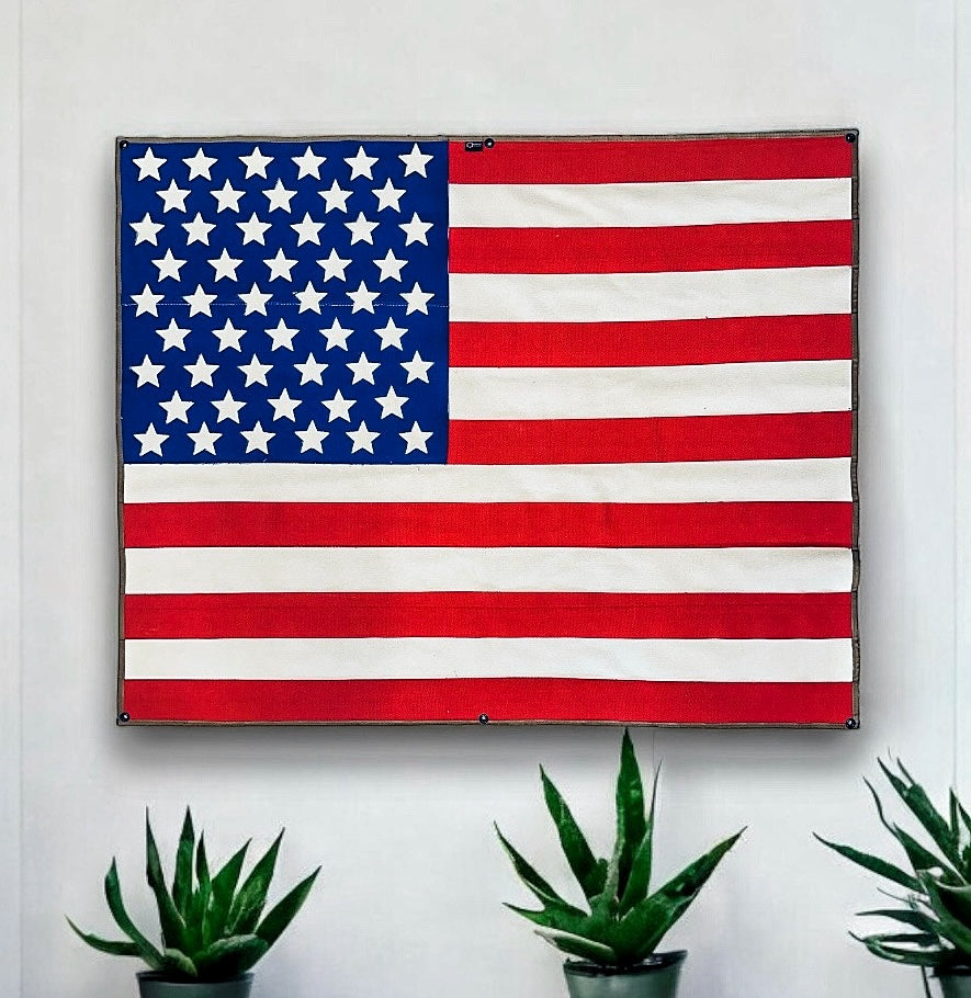 American Flag - Fire Hose - Extra Large hang on the wall Recycled Firefighter