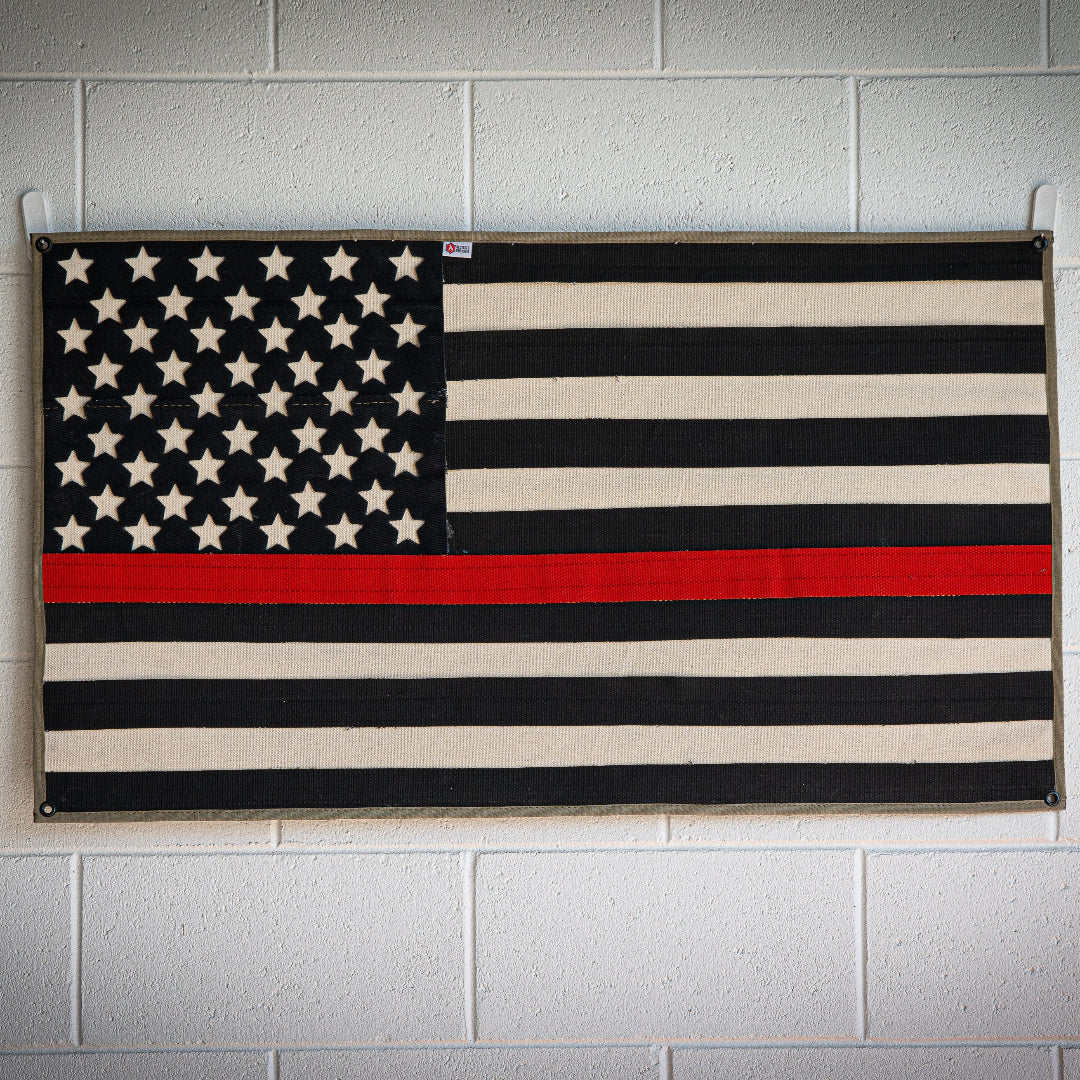 LARGE THIN RED LINE American Flag - Fire Hose - Thin Red Line Recycled Firefighter