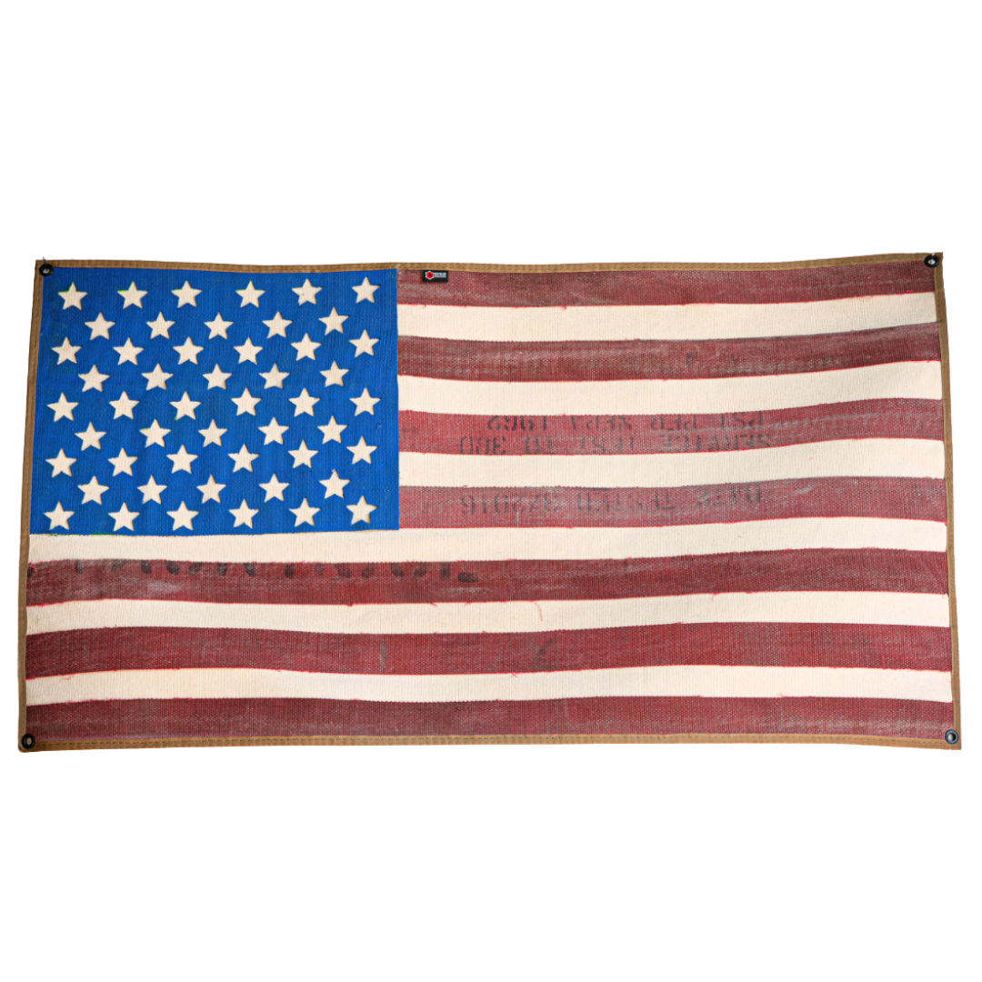American Flag Fire Hose Vintage with white background Recycled Firefighter