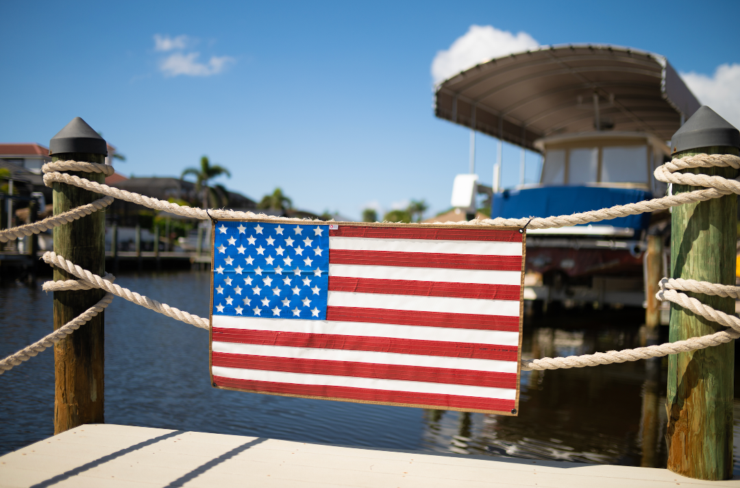 American Flag - Rubber Fire Hose - Waterproof hanging on the dock Recycled Firefighter
