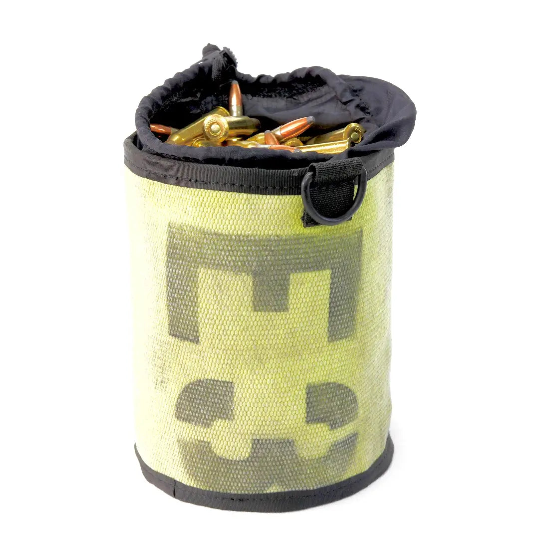 Recycled Firefighter presents the Ammo/Gear Bag in yellow & black 7inch. Professional design meets everyday durability.
