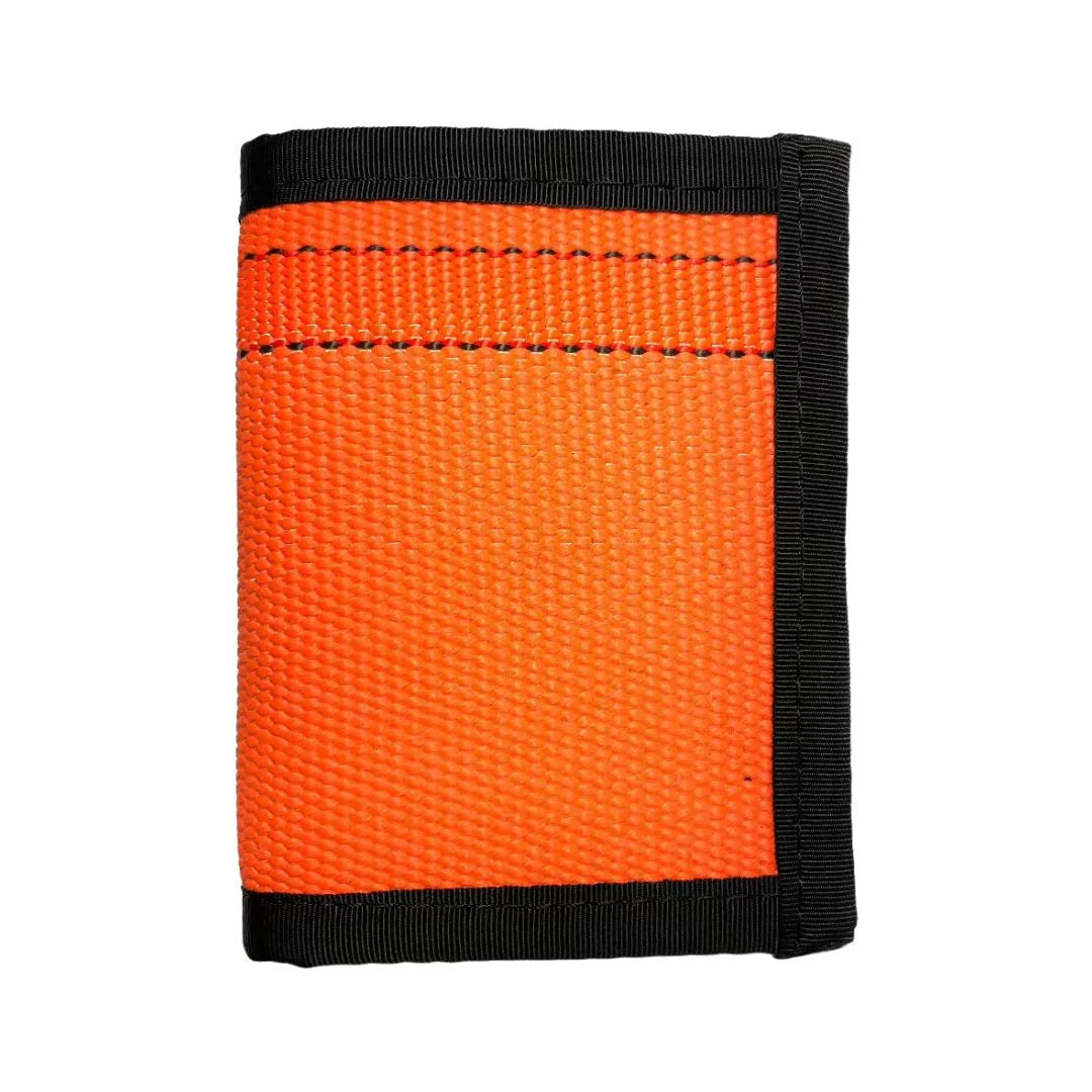 Professional Captain Wallet Firehose in Orange Hose by Recycled Firefighter. Tactical design honors first responder service with quality materials.