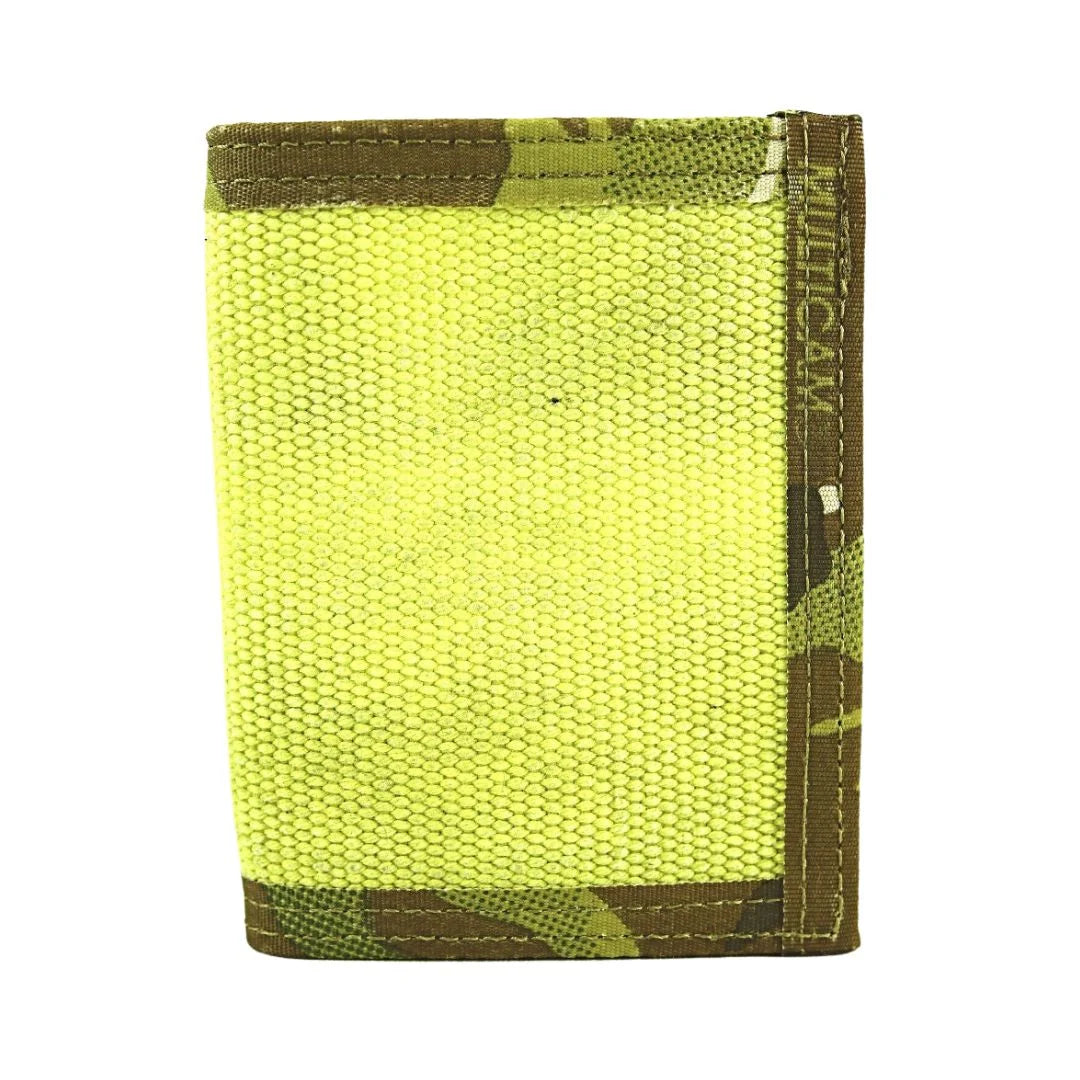 The Captain Wallet Firehose in Vintage Yellow Multicam - Multicam Interior from Recycled Firefighter. Professional-grade quality for everyday tactical use and operations.