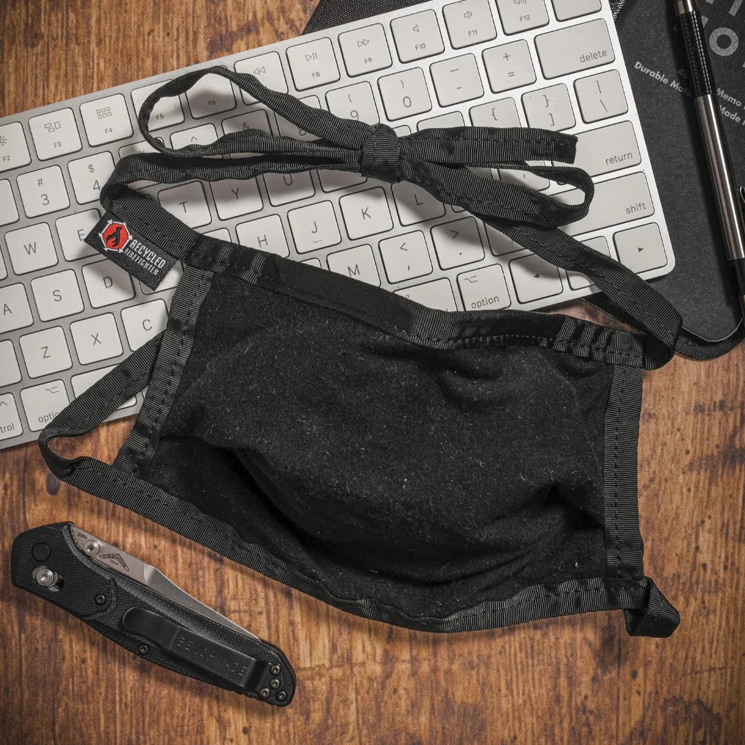 The black multicamblack Cotton Mask from Recycled Firefighter. Tactical quality meets professional design standards.