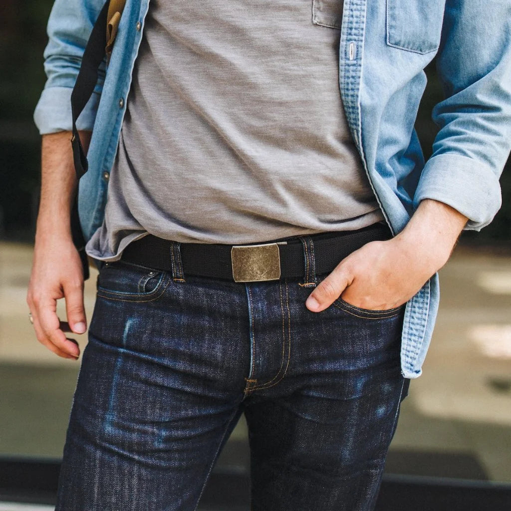 black Double Layer EDC Belt from Recycled Firefighter. Professional tactical construction for everyday operations.