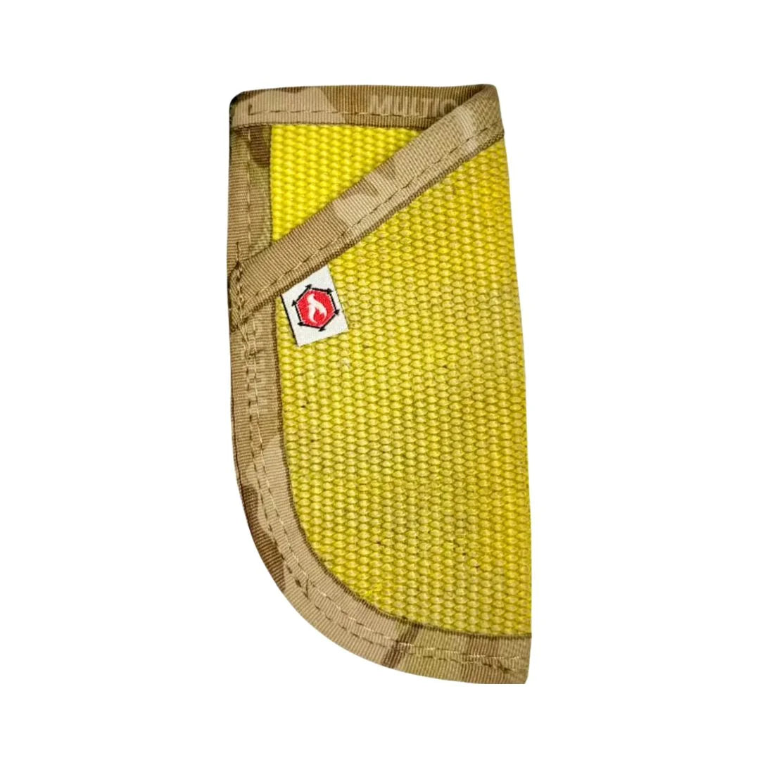 EDC Pocket Caddy from Recycled Firefighter featuring right vintage yellow hose arid. Durable gear designed for first responders and tactical professionals.