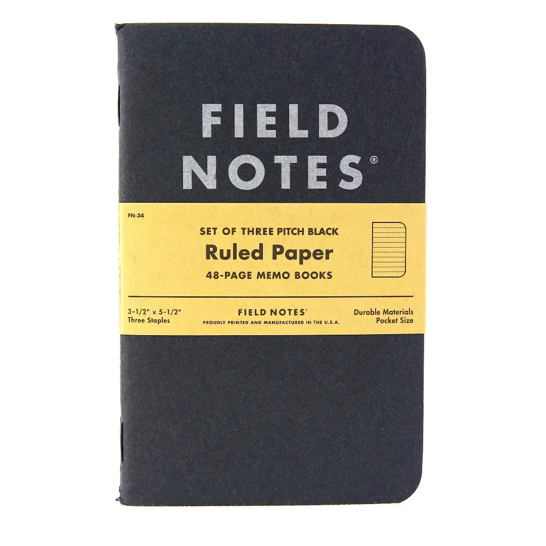 Professional Field Notes Notebook Graph Paper in Black Ruled Field Notes 3pack by Recycled Firefighter. Tactical design honors first responder service with quality materials.