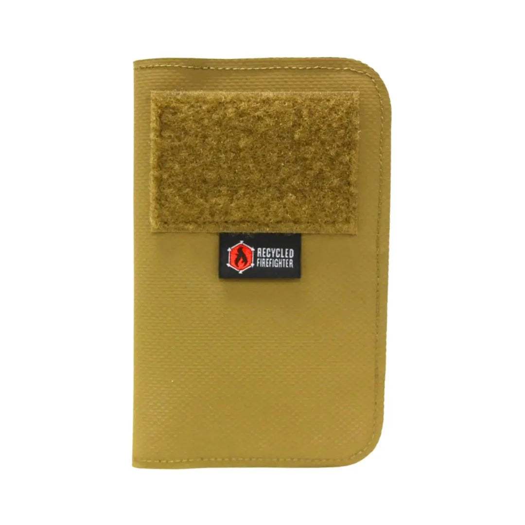 Professional Field Notes Wallet in hypalon coyote by Recycled Firefighter. Tactical design honors first responder service with quality materials.