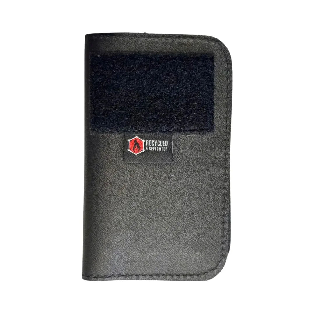Recycled Firefighter's Field Notes Wallet in leather black. Built tough for demanding professional and tactical applications.