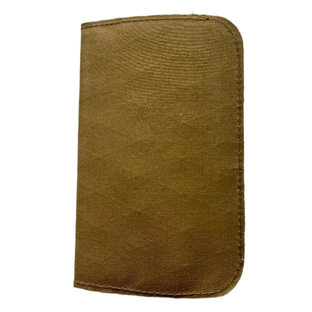 Professional Field Notes Wallet in hypalon coyote by Recycled Firefighter. Tactical design honors first responder service with quality materials.