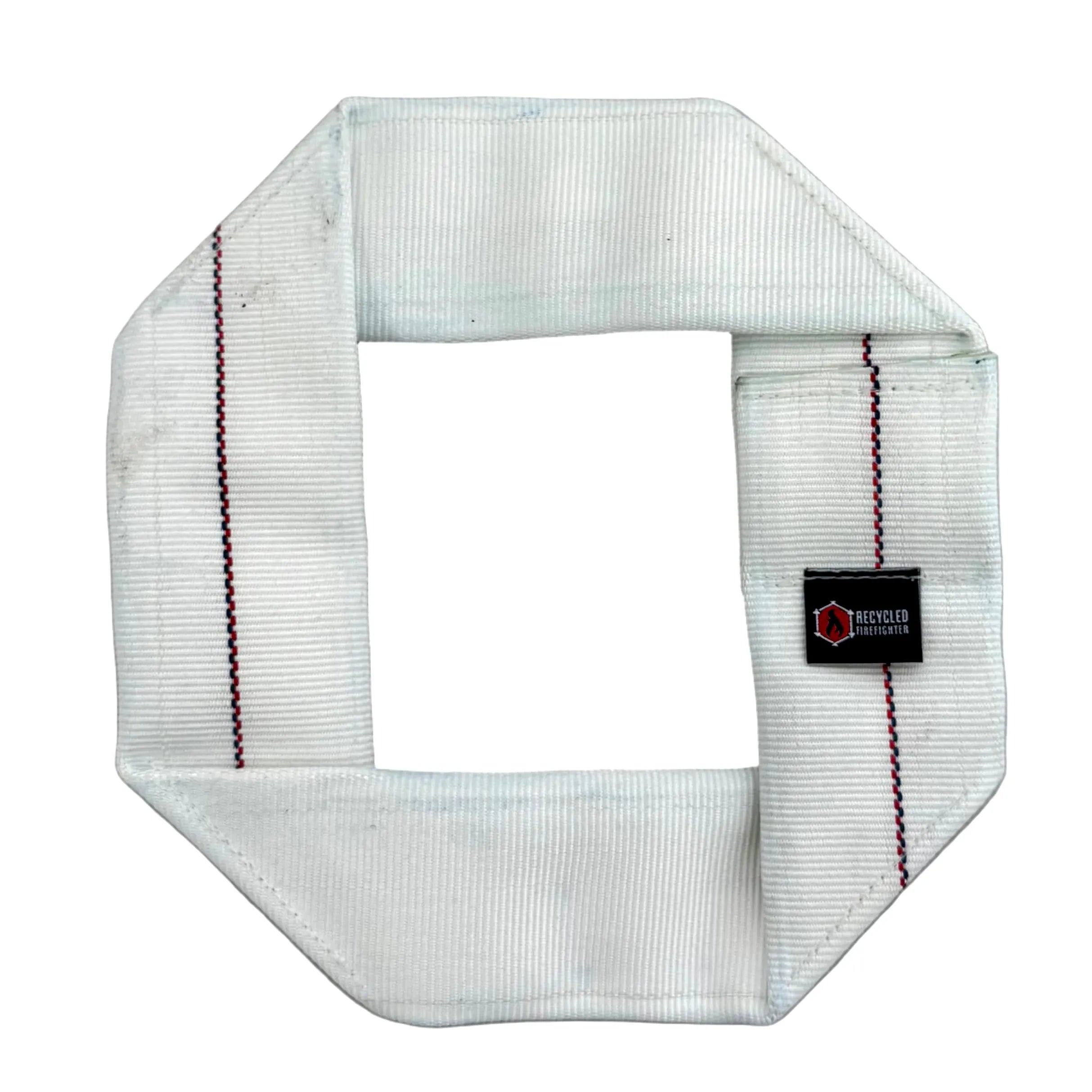 Recycled Firefighter Fire Hose Dog Frisbee featuring Red. Durable construction honors service with professional quality.