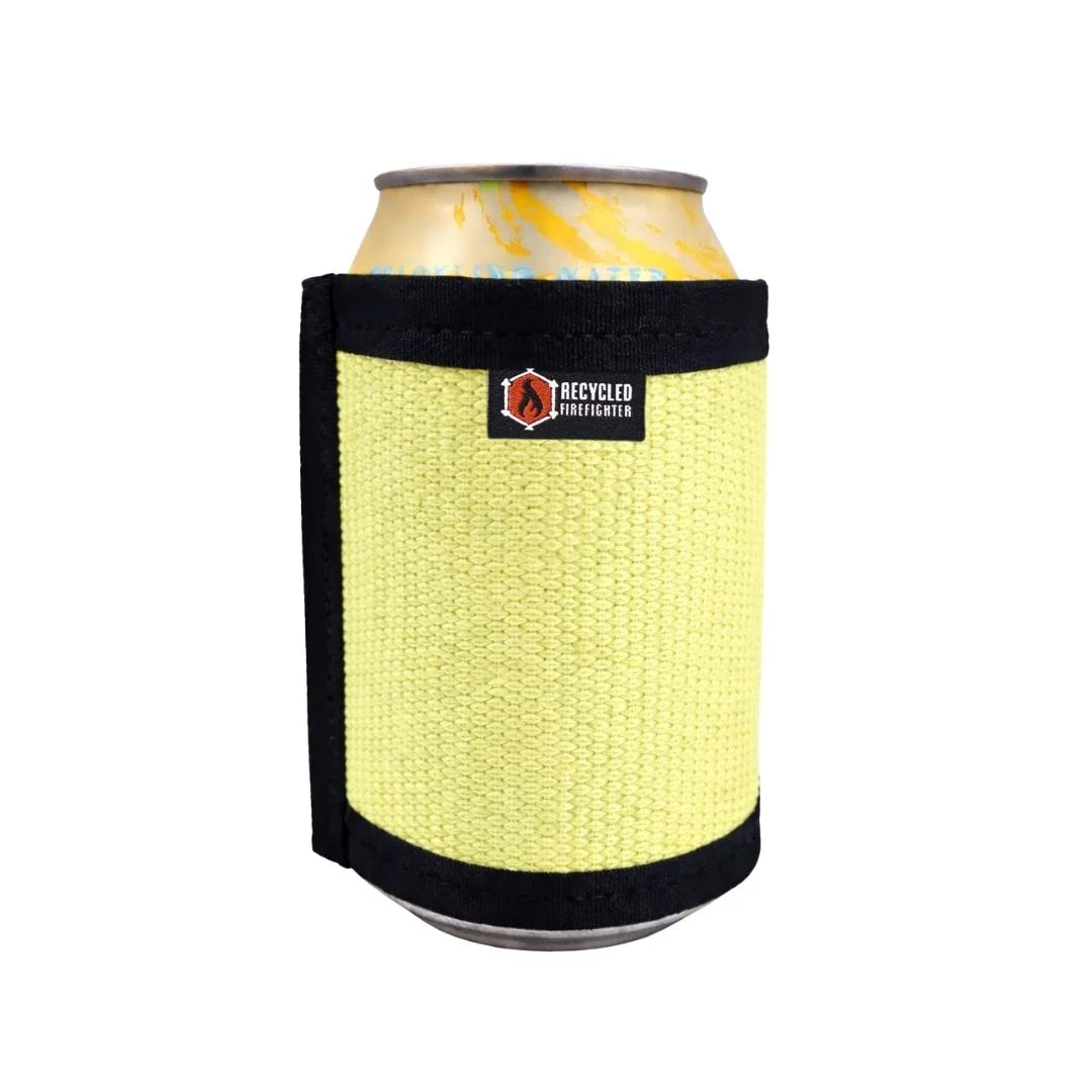 Light green Fire Hose Drink Sleeve from Recycled Firefighter. Soft color insulates drinks with fire hose material.