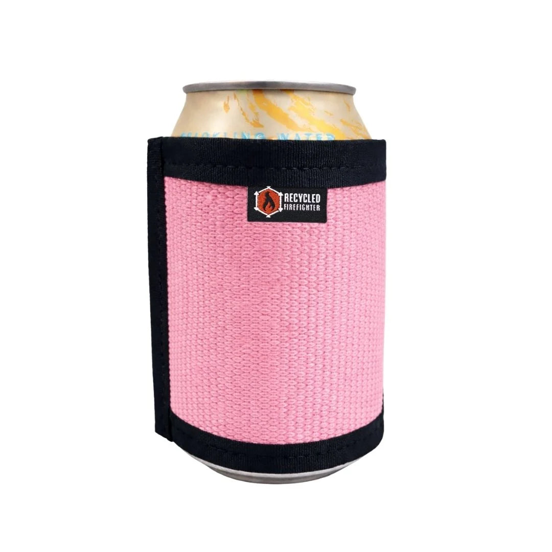 Pink Fire Hose Drink Sleeve by Recycled Firefighter. Unique color choice provides beverage temperature protection.