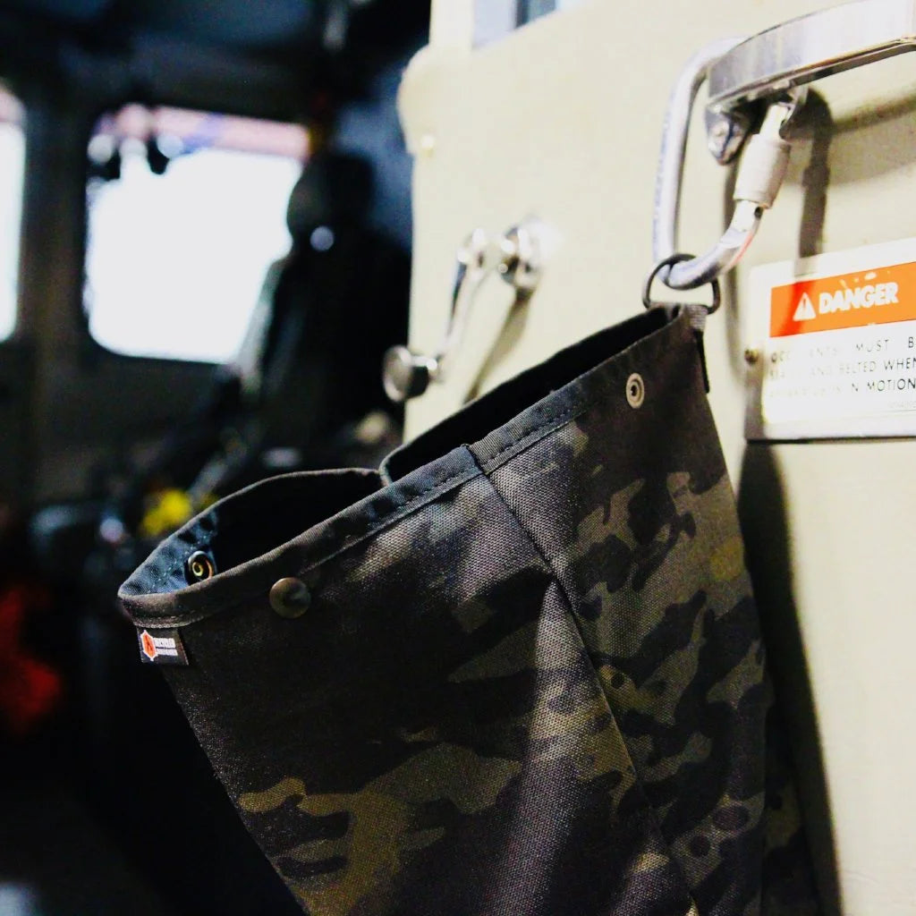 Professional Firefighter SCBA Mask Bag featuring multicamblack by Recycled Firefighter. Honors first responder service with durability.