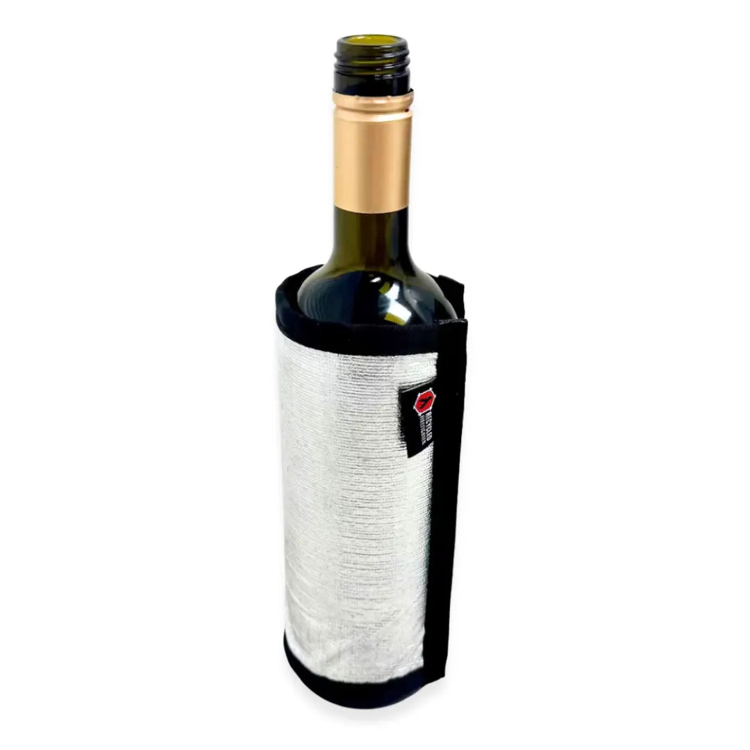 Professional Firehose Wine Bottle Cover featuring Silver by Recycled Firefighter. Honors first responder service with durability.