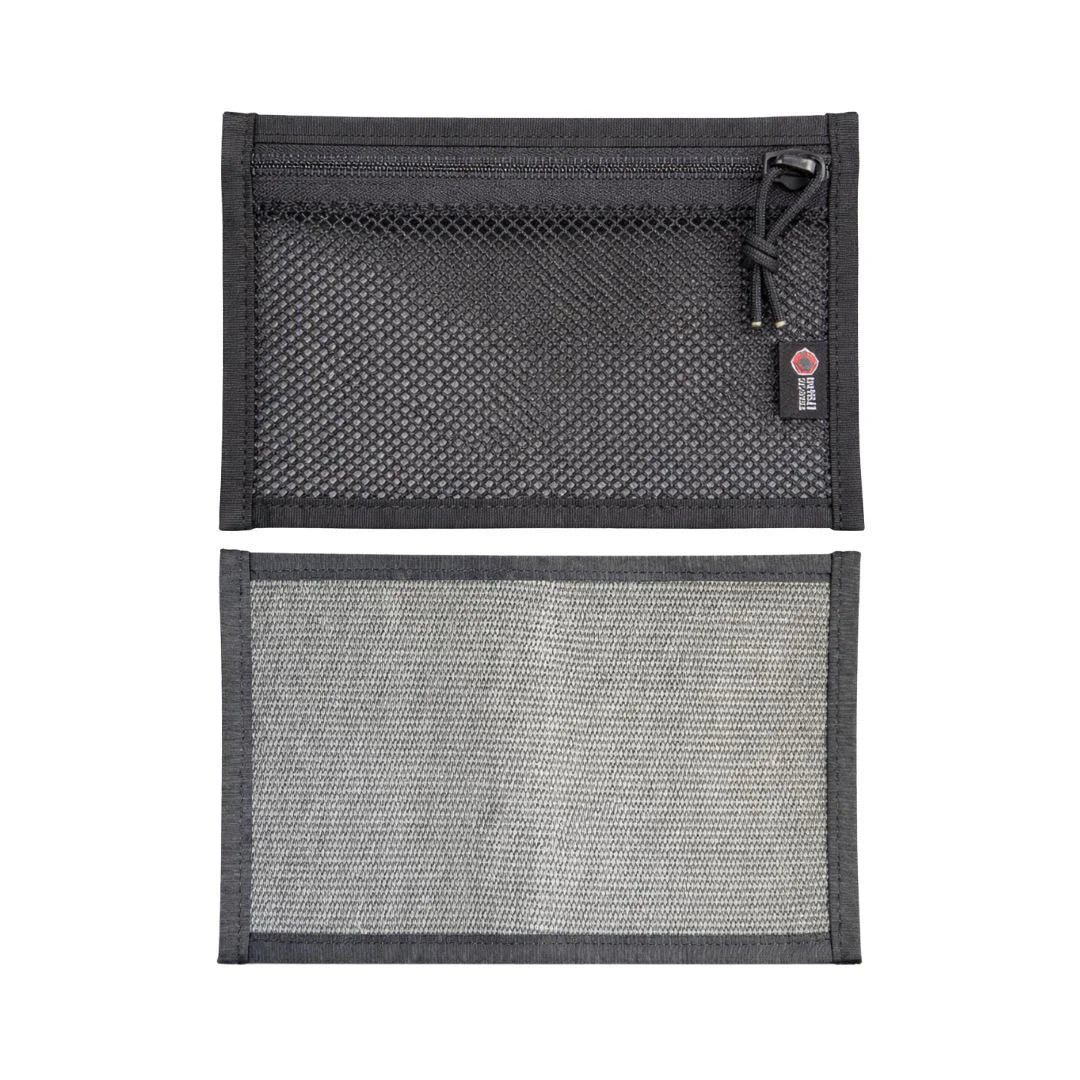 Professional Flat EDC Pouch Firehose in black & black by Recycled Firefighter. Tactical design honors first responder service with quality materials.