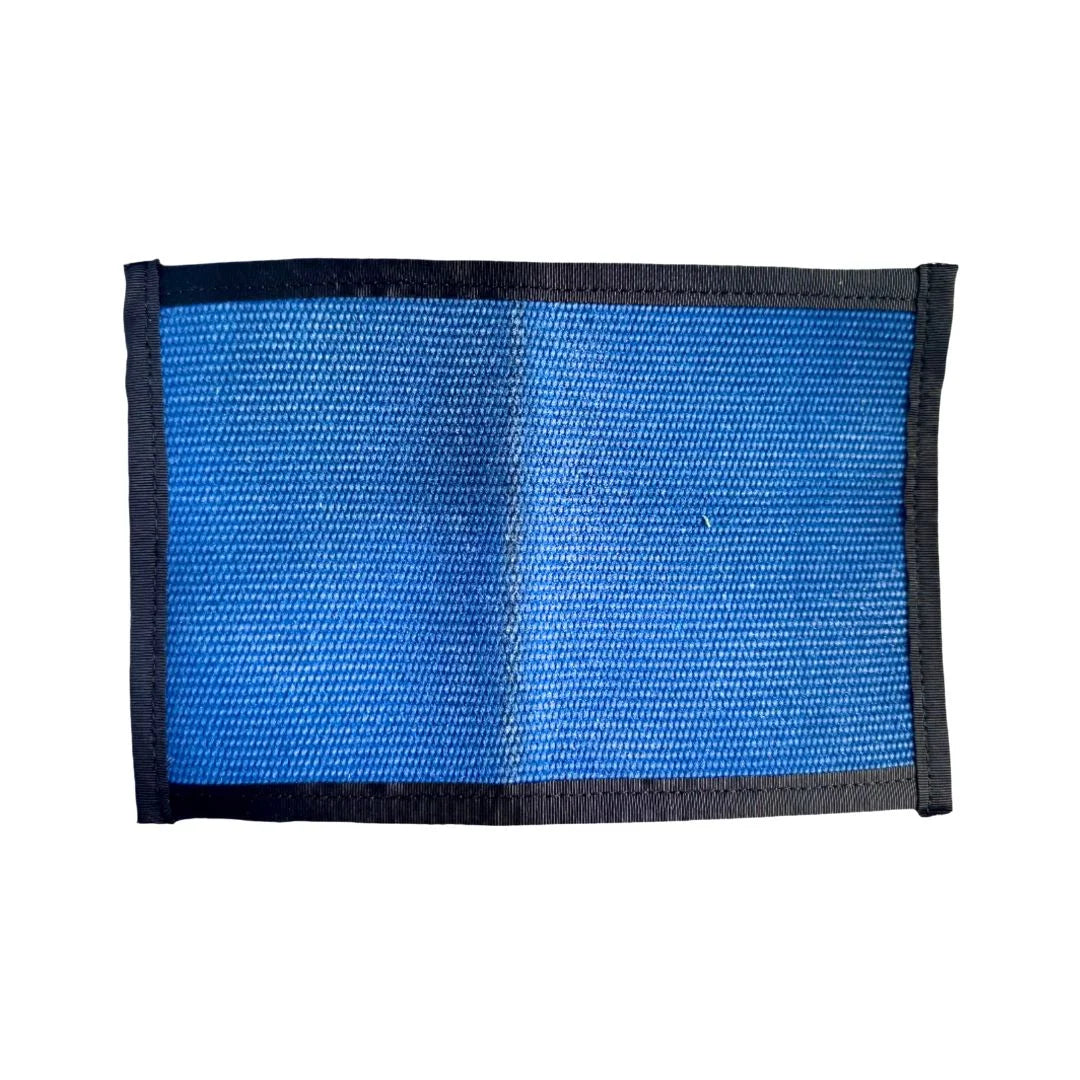 Flat EDC Pouch Firehose from Recycled Firefighter featuring blue & black. Durable gear designed for first responders and tactical professionals.