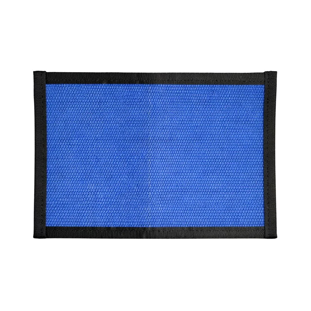 Flat EDC Pouch Firehose from Recycled Firefighter featuring blue & black. Durable gear designed for first responders and tactical professionals.