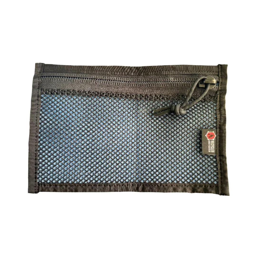 Flat EDC Pouch Firehose from Recycled Firefighter featuring blue & black. Durable gear designed for first responders and tactical professionals.