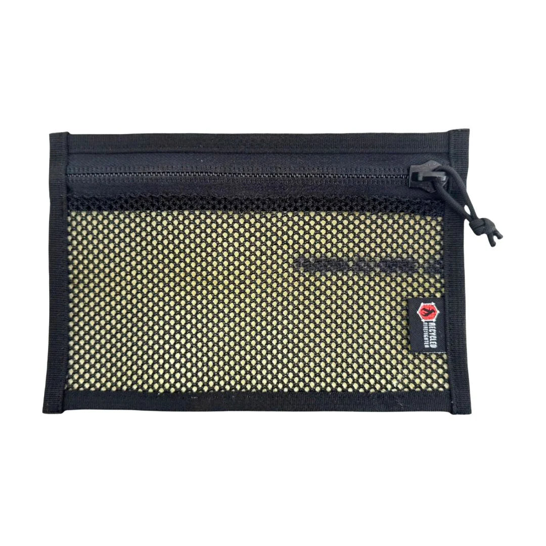 Recycled Firefighter's light yellow & black Flat EDC Pouch Firehose. Quality tactical gear built for demanding professional use.