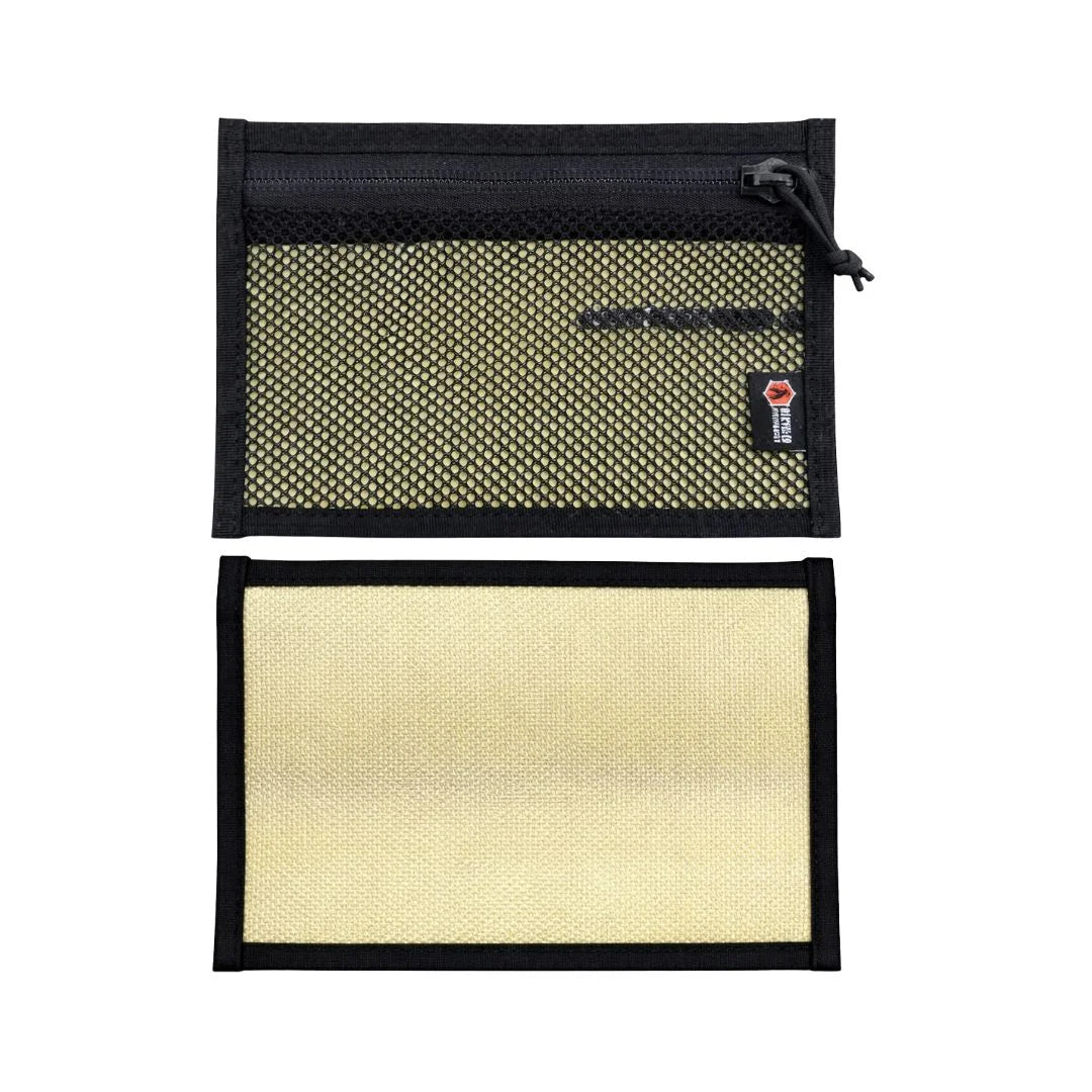 Recycled Firefighter's light yellow & black Flat EDC Pouch Firehose. Quality tactical gear built for demanding professional use.