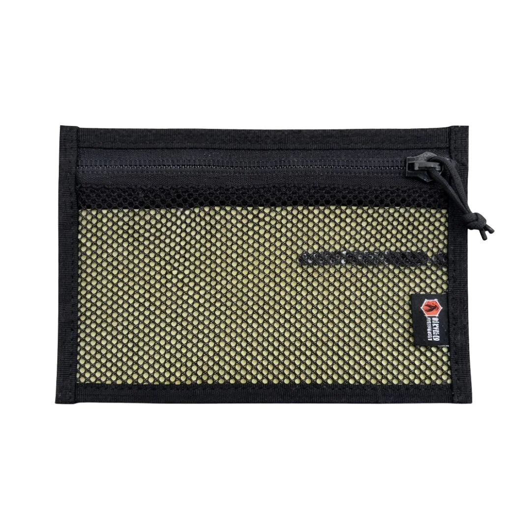 Recycled Firefighter's light yellow & black Flat EDC Pouch Firehose. Quality tactical gear built for demanding professional use.