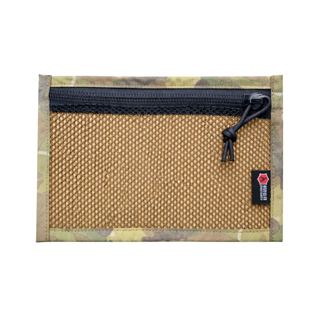 Recycled Firefighter Flat EDC Pouch Firehose in orange & multicam. Professional tactical design built for durability and daily use by first responders.