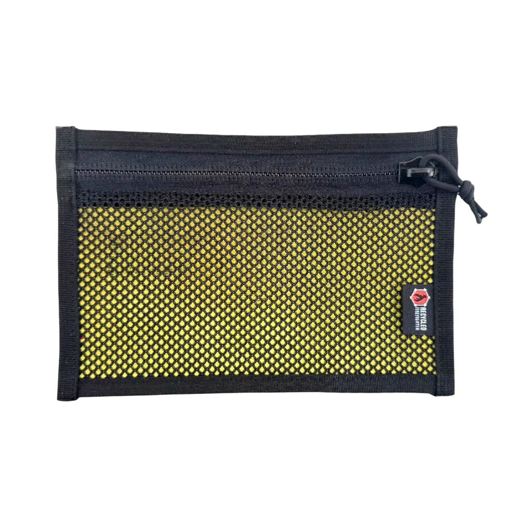 vintage yellow & black Flat EDC Pouch Firehose from Recycled Firefighter. Professional tactical construction for everyday operations.