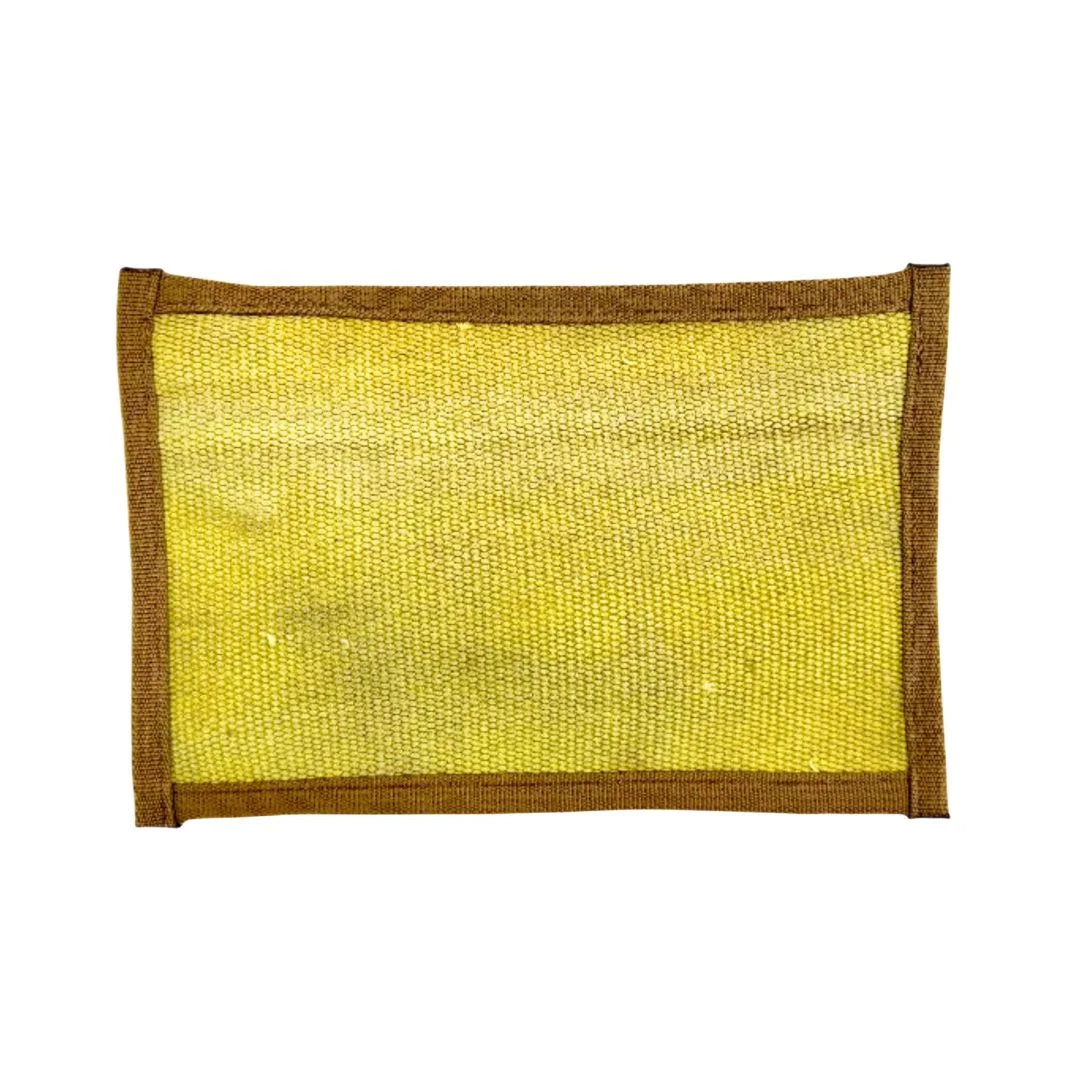 The Flat EDC Pouch Firehose in vintage yellow & coyote by Recycled Firefighter. Tactical design meets professional durability standards.