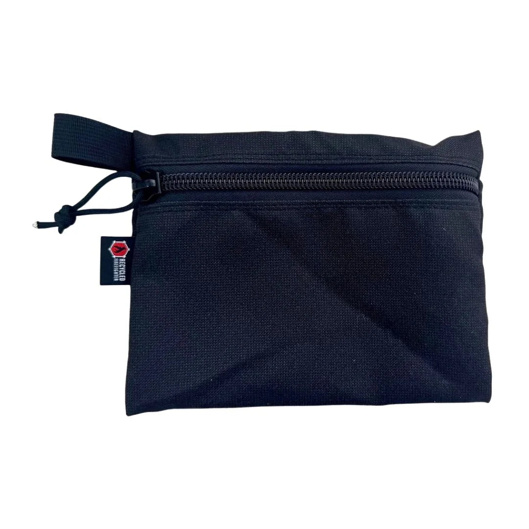 The Flat Zippered Gear Pouch Large in msa bunger gear - black & black by Recycled Firefighter. Tactical design meets professional durability standards.
