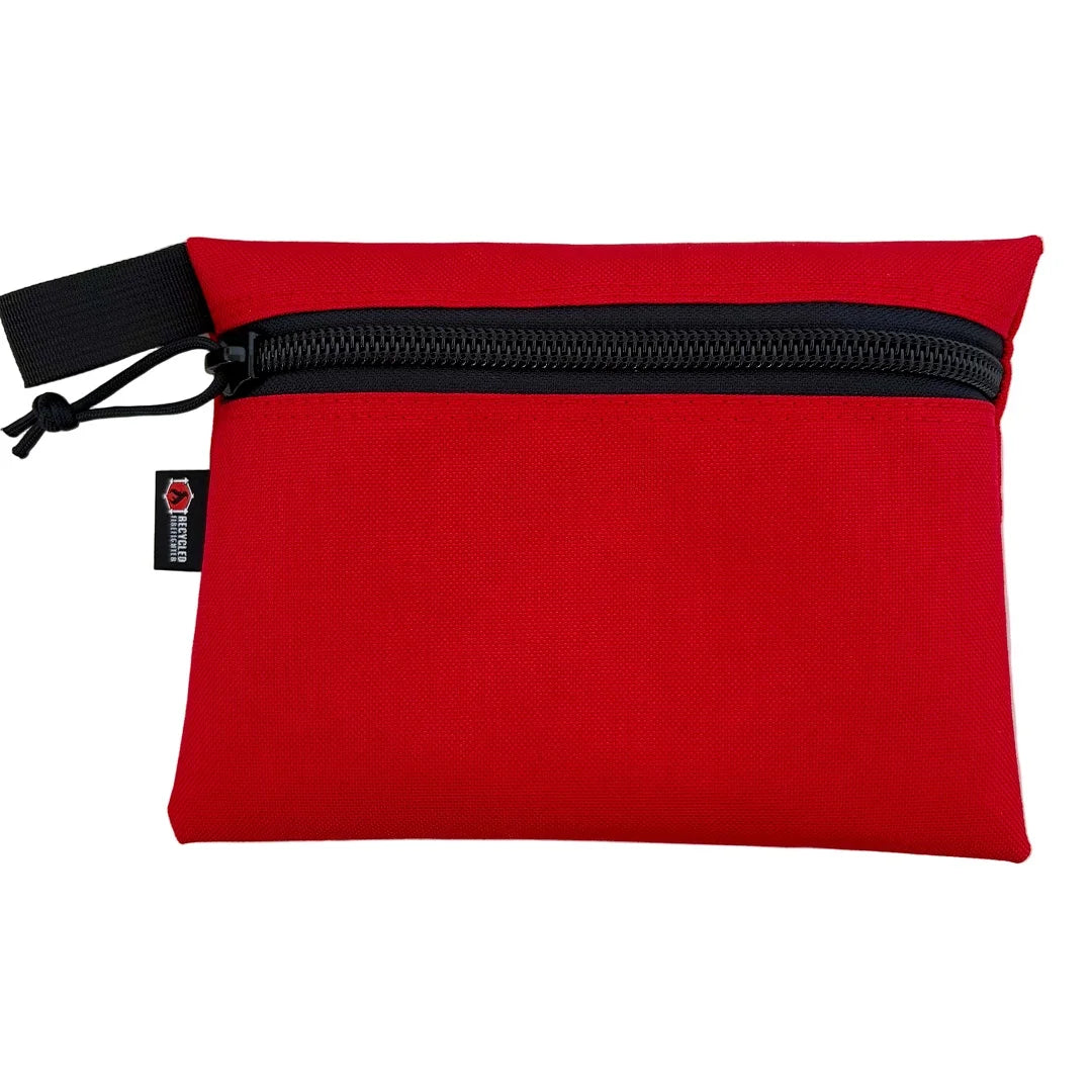 The Flat Zippered Gear Pouch Large in red from Recycled Firefighter. Professional-grade quality for everyday tactical use and operations.