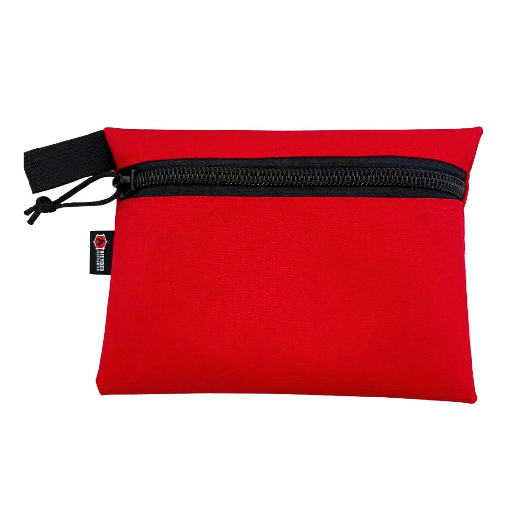 The Flat Zippered Gear Pouch Large in red from Recycled Firefighter. Professional-grade quality for everyday tactical use and operations.