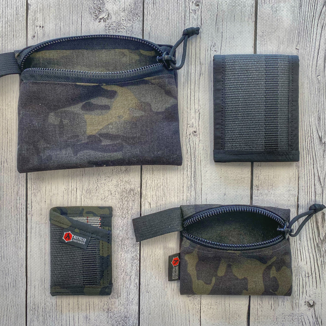 Flat Zippered Gear Pouch - Medium with Rookie Wallet, Sergeant Wallet and Small Flat Zippered Gear Pouch Recycled Firefighter