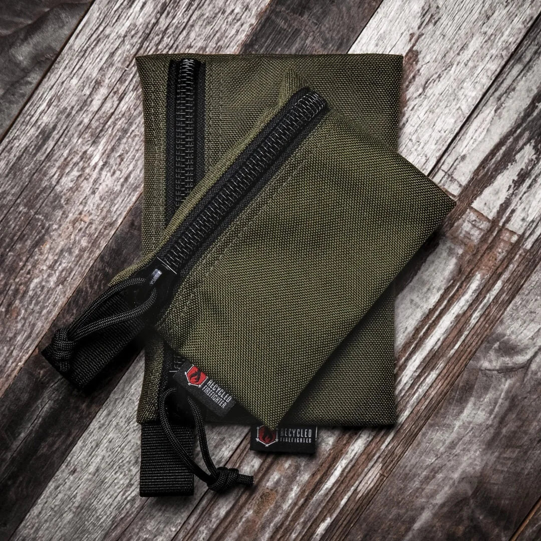Flat Zippered Gear Pouch Medium from Recycled Firefighter. Durable gear designed for first responders and tactical professionals.