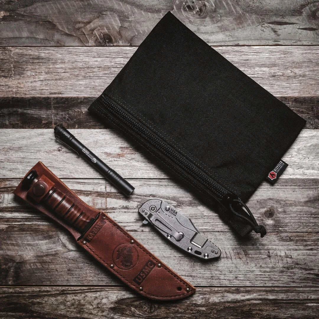 Flat Zippered Gear Pouch Medium from Recycled Firefighter. Durable gear designed for first responders and tactical professionals.