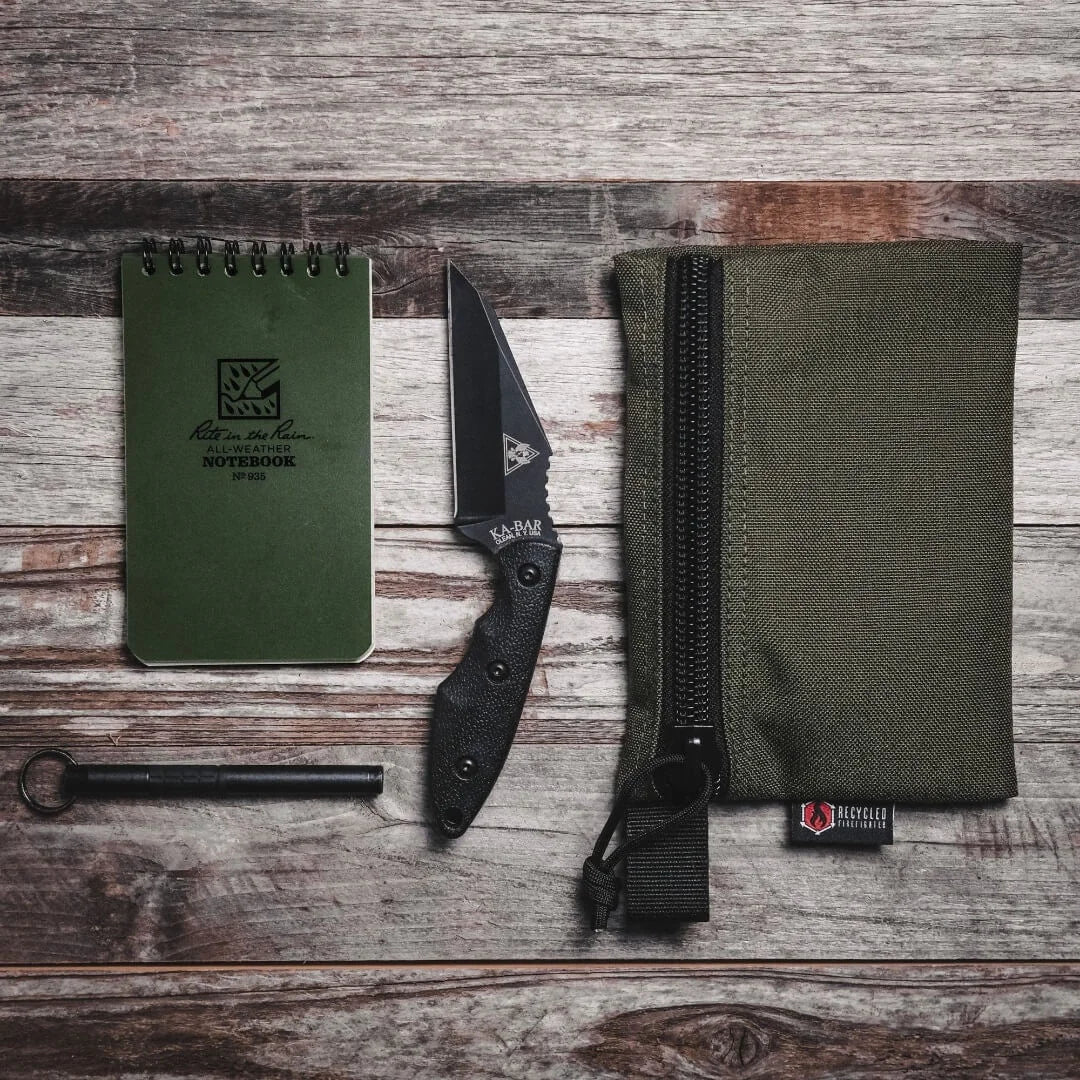 Flat Zippered Gear Pouch Medium from Recycled Firefighter. Durable gear designed for first responders and tactical professionals.