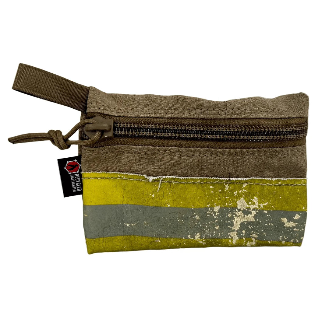 Recycled Firefighter's vintage bunker gear - brown Flat Zippered Gear Pouch Medium. Quality tactical gear built for demanding professional use.