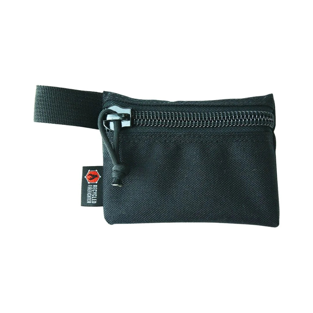 Black Flat Zippered Gear Pouch Small from Recycled Firefighter. Professional tactical construction for everyday operations.