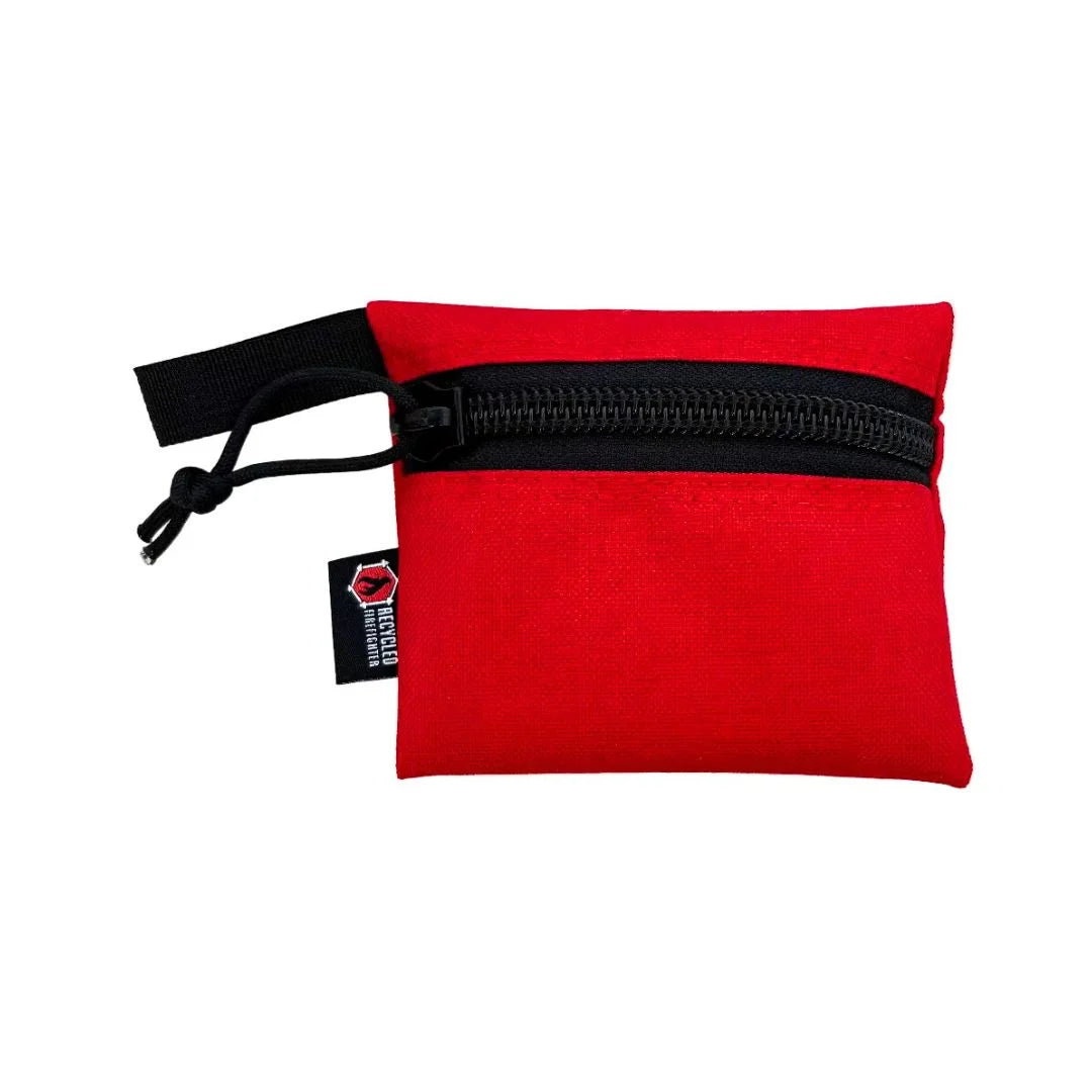 Recycled Firefighter's Red Flat Zippered Gear Pouch Small. Quality tactical gear built for demanding professional use.