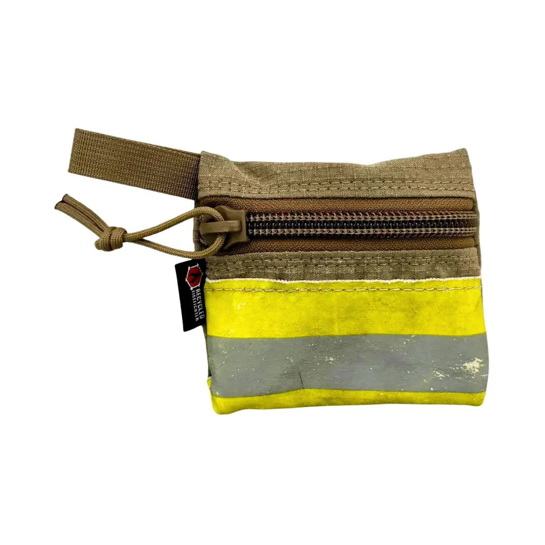 Flat Zippered Gear Pouch Small from Recycled Firefighter featuring Vintage Bunker Gear - Brown. Durable gear designed for first responders and tactical professionals.