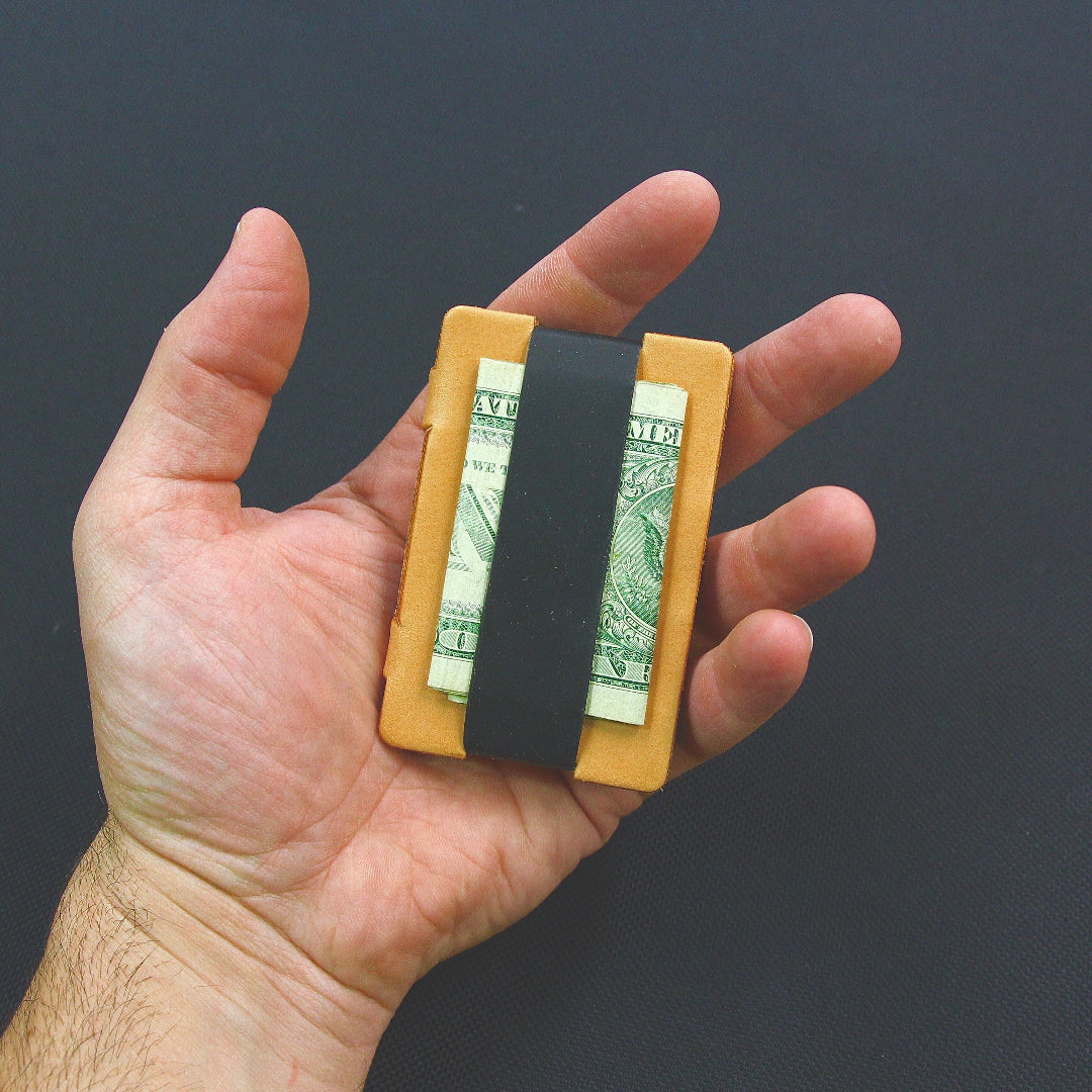 Recycled Firefighter's Full Grain Leather Card Wallet in natural black. Built tough for demanding professional and tactical applications.