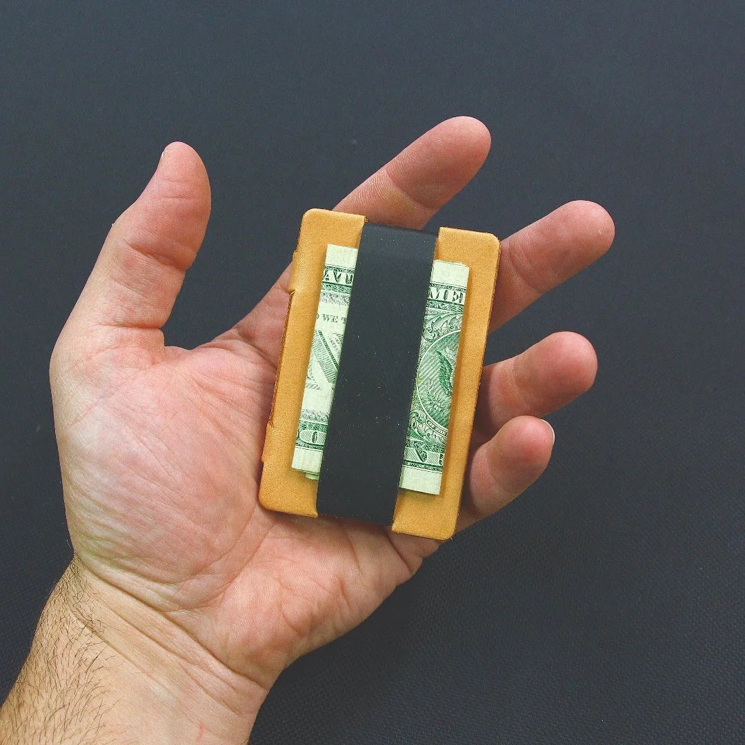 Recycled Firefighter's Full Grain Leather Card Wallet in natural black. Built tough for demanding professional and tactical applications.